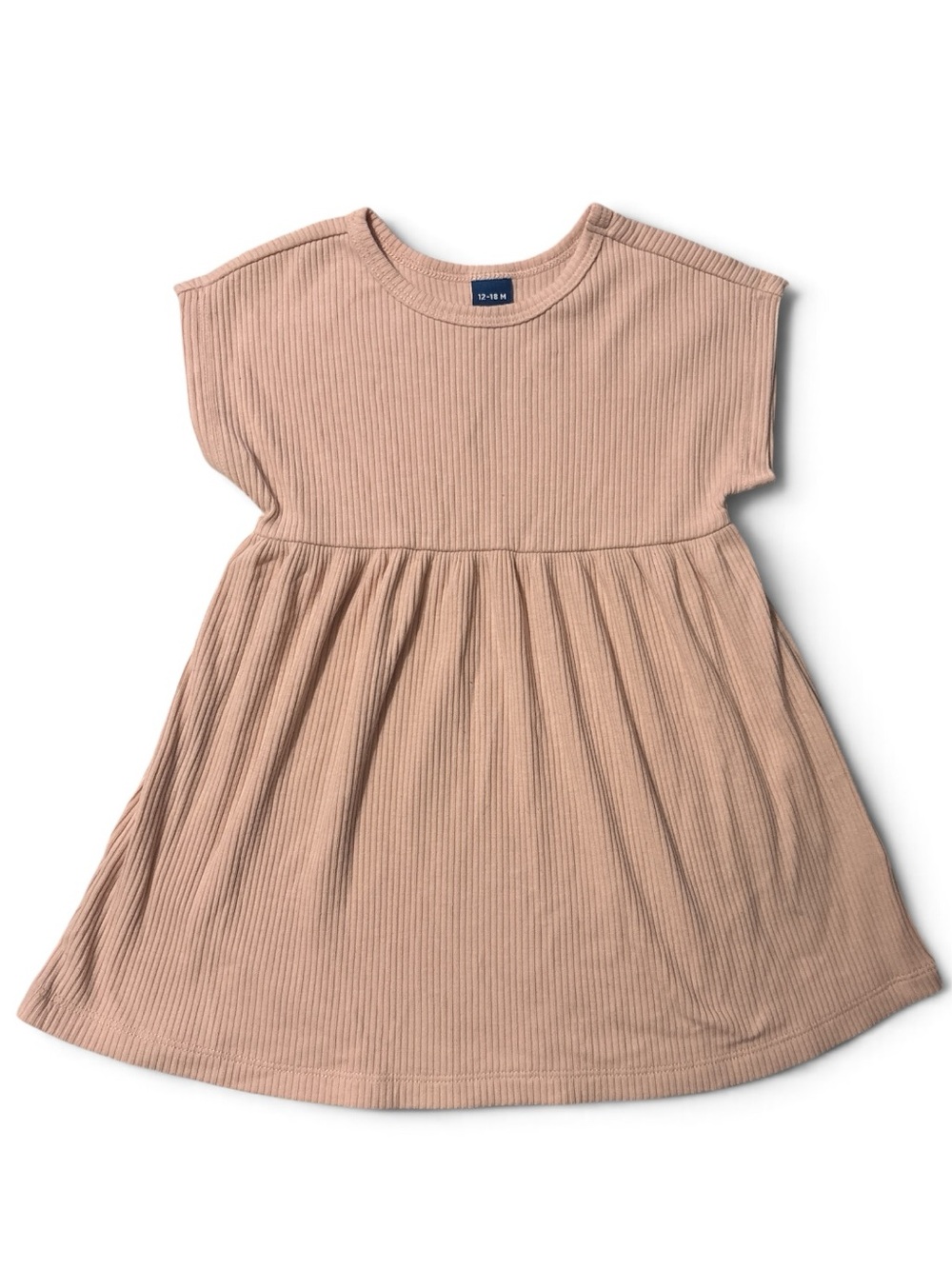 Girls' Ribbed Short Sleeve Dress - Dusty Rose Size 12-18 Months